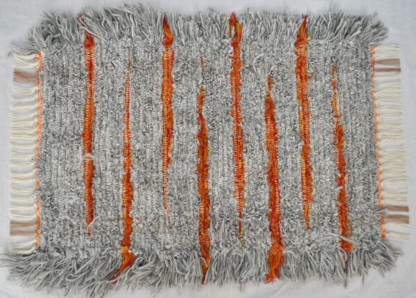 Fluffy Rug, Hearty Grey + Orange Stripe, 29x21