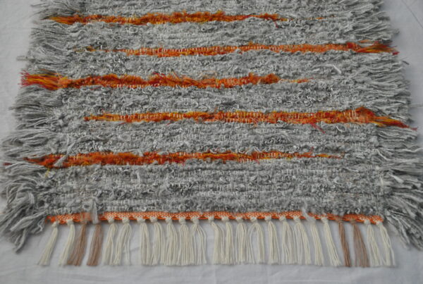 Fluffy Rug, Hearty Grey + Orange Stripe, 29x21 - Image 4