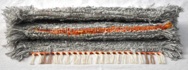 Fluffy Rug, Hearty Grey + Orange Stripe, 29x21 - Image 2