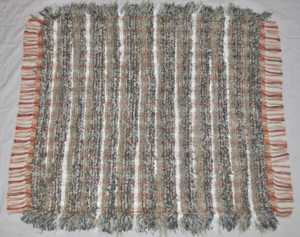 Fluffy Rug, Stormy Blue & Neutral Stripe, 37x35